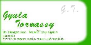 gyula tormassy business card